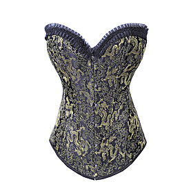 Cotton/Polyester With Ruffles Strapless Front Busk Closure Corsets Shapewear