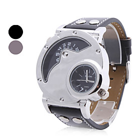 Men's  PU Analog Quartz Wrist Watch (2 Time Zone, Assorted Colors)