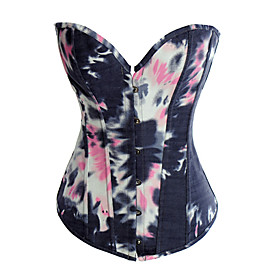 Cotton/Polyester With Printing Strapless Front Busk Closure Corsets Shapewear