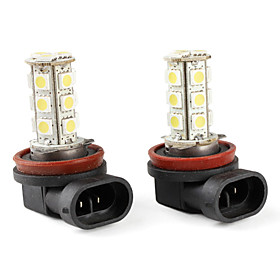 H11 5050 SMD 18-LED White Fog Lights for Car (DC 12V, 2-Pack)