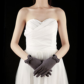Wool Fingertips Wrist Length Party/Evening Women's Gloves With Bow (More Colors)