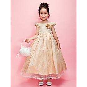 A-line Tulle And Taffeta Tea-length Flower Girl Dress With Bateau