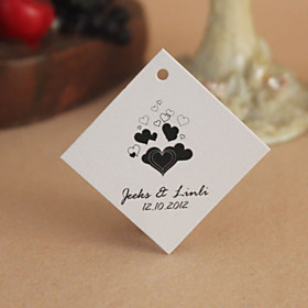 Personalized Rhombus Favor Tag - Black Heart (Set of 30)