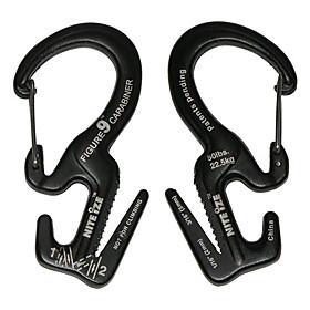 Nite Ize Small Size Spring Carabiner Rope Tightener - Black (2 PCs/3.5mm Nylon Rope Included)
