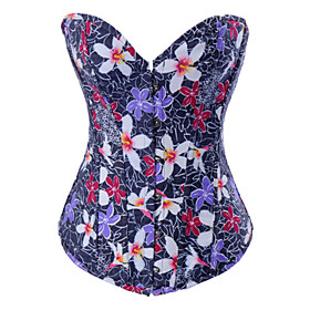 Cotton with Printing Strapless Front Busk Closure Corsets Shapewear
