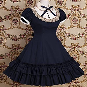 Short Sleeve Knee-length Cotton School Lolita Dress