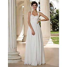 Sheath/Column Halter Floor-length Chiffon Wedding Dress