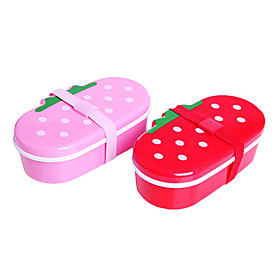Strawberry Shaped Lunch Boxes With Chopsticks