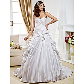 Ball Gown Sweetheart Chapel Train Satin  Wedding Dress