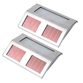 Solar Powered LED White Light Pathway Path Step Stair Wall Mounted Garden Lamp (2-Pack)