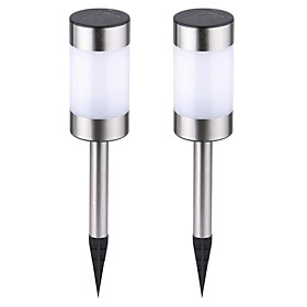 Solar Led White Light Garden Path Marker Mini Bollard Patio Lamp (2-Pack)