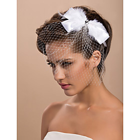 Gorgeous Tulle Wedding Bridal With Feather And Rhinestone Headpiece