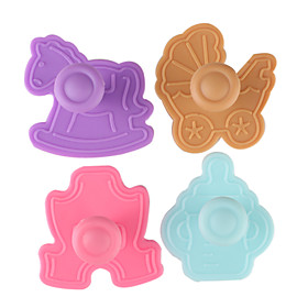 Fondant Cake DIY Decorating 3D Plunger Cutter Tools Hobbyhorse Baby Bottle Child Cloth Theme (Random
