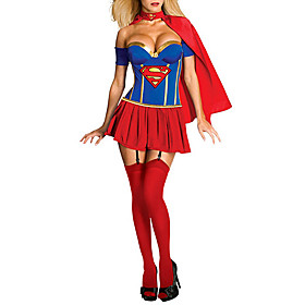 Sexy Super Man Superwoman Supergirl Girl Adult Woman Halloween Costume(2Pieces)