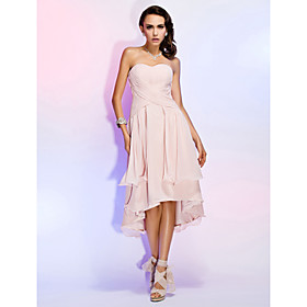 Sheath/Column Sweetheart Asymmetrical Chiffon Cocktail Dress