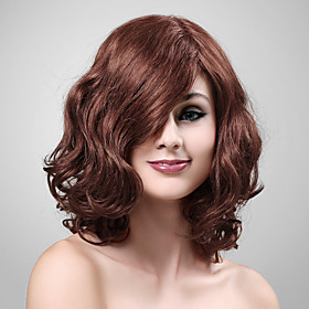 Capless 100% human Hair Medium Long Curly Hair Wig