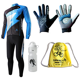SPAKCT- Extra Value Autumn Cycling Sets with Jersey Suits,Sports Bottle,Gloves and Potable Pack (Flashlight Design)