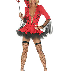 Hot Sexy Devil Red Women Dress Halloween Costume(3pieces)