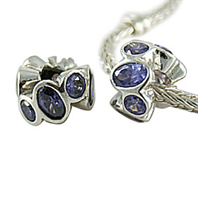 925 Sterling Silver Irregular Figure Partner Beads With Cz Stone