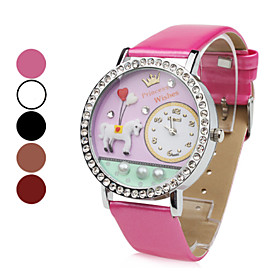 Women's White Horse PU Analog Quartz Wrist Watch (Assorted Colors)