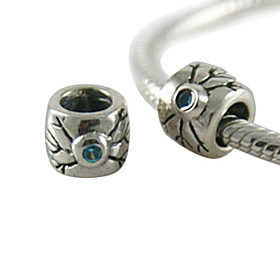 925 Sterling Silver Personality Doodle Partner Beads With Cz Stone(Blue)