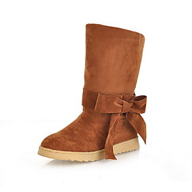 Classic Suede Flat Heel Mid-Calf Boots With Bowknot Party/Evening Shoes (More Colors)
