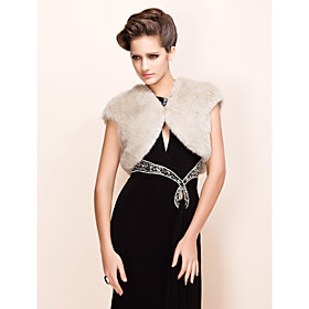 Elegant Short Sleeves Faux Fur Party / Evening Jacket / Wrap