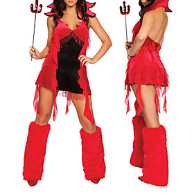 Sexy Women's Hell Raiser Devil Girl Halloween Costume(4 Pieces)