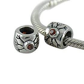 925 Sterling Silver Personality Doodle Partner Beads With Cz Stone(Red)