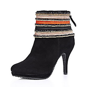 Elegant Leather Stiletto Heel Ankle Boots With Zipper Party/Evening Shoes