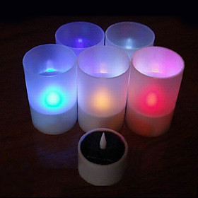 Solar Powered LED Rechargeable Single Color Flameless Candle Lamp (5-Pack)