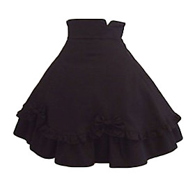 Knee-length Black Cotton Classic Lolita Skirt