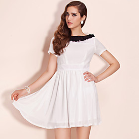 TS Color Block Boat Neckline Dress