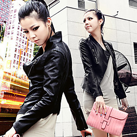 Fashion Slim Stand-collar Short Leather Jacket