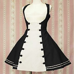 Sleeveless Knee-length Double-breasted Cotton Sailor Lolita Dress
