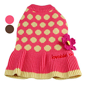 Flower Pattern Spotted Sweater with Skirt for Dogs (XS-XL, Assorted Colors)