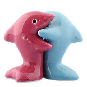 Vintage Dolphin Hugs Spice Bottles (2-Pack, Red and Blue)