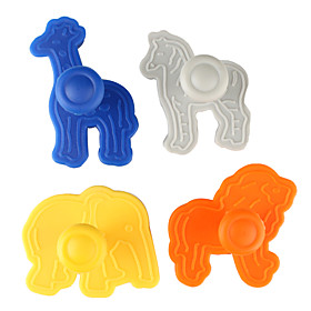 Fondant Cake DIY Decorating 3D Plunger Cutter Tools Elephant Lion Giraffe Horse Theme (Random Color,