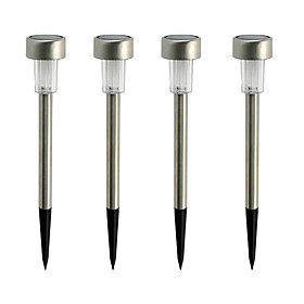 Solar Powered Stainless Steel Colorful Light LED Rechargeable Garden Lawn Lamp (4-Pack)