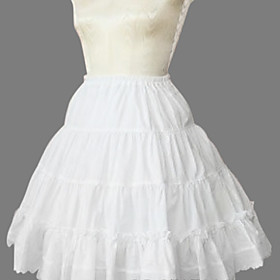 Knee-length Pure White Cotton Princess Lolita Skirt