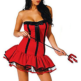 Adult Sexy Devil Corset Dress Red Demon Halloween Costume