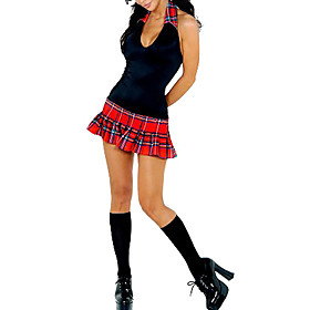 Sexy Red and Black Sorority Cindy School Girl Halloween Costume(1 Pieces)