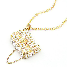 Rose Gold Color Plated Vintage Pearl Bag Alloy Necklace