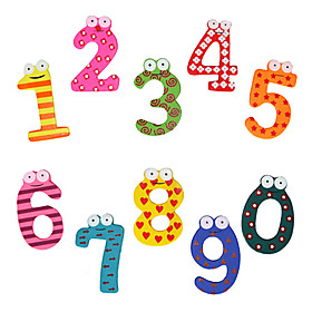 Cartoon Numbers Style Mini Wooden Fridge Magnet (10-Pack)