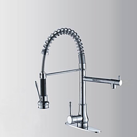 Contemporary Chrome Finish Solid Brass Single Handle Kitchen Faucet