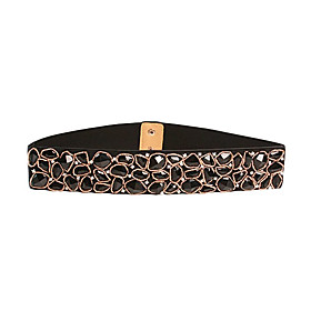 Alloy Buckle Crystal Wide Belt