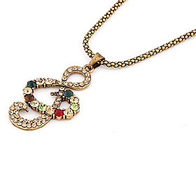 Vintage Music Character Alloy Zircon Necklace
