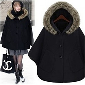 Lady Fashion Fur Collar Lapel Coat