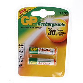 GP AAA 1100mAh Rechargeable Ni-MH Batteries (1.2V, 2-Pack)