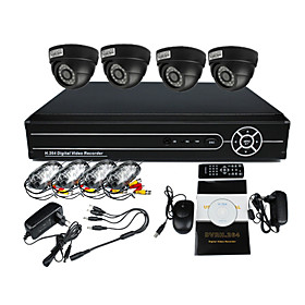 4 Indoor Day Night CCTV Home Video Surveillance Security Camera Kit(H.264 Network,IR 10m)